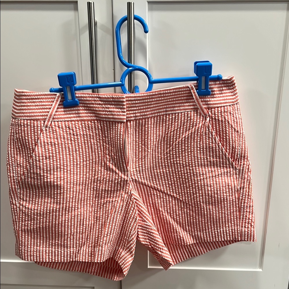 J. Crew Pink and White Seersucker Bermuda Shorts